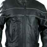 Genuine Leather EL2121 Men’s Black Side Stretch Jacket with Reflective Piping - Image 2