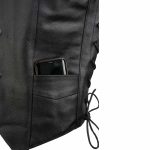Event Leather EL5315 Men’s Black Motorcycle Riders Leather Vest for Men w/ Side Lace- Riding Club - Image 6