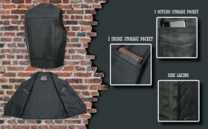 Event Leather EL5315T Men’s Black Classic Side Lace Biker Vest in Big and Tall Sizes - Image 4