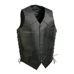 Event Leather EL5315T Men’s Black Classic Side Lace Biker Vest in Big and Tall Sizes