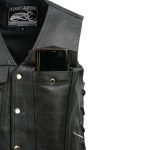 Event Leather EL5360 Men’s Black Leather Vest with Denim Style Pockets and Side Lace - Image 8