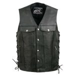 Event Leather EL5360 Men’s Black Leather Vest with Denim Style Pockets and Side Lace - Image 10