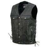 Event Leather EL5360 Men’s Black Leather Vest with Denim Style Pockets and Side Lace - Image 14