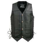 Event Leather EL5391 Men’s Black Leather 10 Pocket Side Lace Vest - Image 9