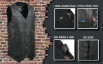 Event Leather EL5391 Men’s Tall Sizes Black Leather 10 Pocket Side Lace Vest - Image 2