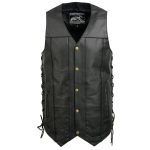 Event Leather EL5391 Men’s Tall Sizes Black Leather 10 Pocket Side Lace Vest - Image 9