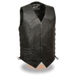 Event Leather EL5397 Men’s Black Leather Vest with  Adjustable Side Laces