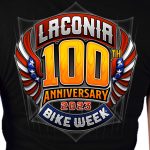 Hot Leathers ELL1081 Women’s Black Laconia Bike Week 2023 100th Anniversary T-Shirt - Image 4