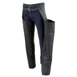 Genuine Leather EL1153 Unisex Black Classic Motorcycle Leather Chaps - Image 4