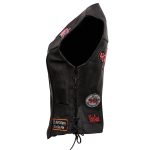 Event Leather ELL4900 Women’s ‘Love to Ride’ Black Leather Motorcycle Patched Embroidered Vests with Side Laces - Image 16