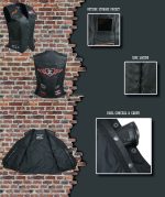 Event Leather ELL4900 Women’s Classic Black Genuine Leather Side Laced Motorcycle Riders Vest w/ 9 Patches - Image 4
