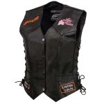 Event Leather ELL4900 Women’s ‘Love to Ride’ Black Leather Motorcycle Patched Embroidered Vests with Side Laces - Image 14