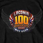 Hot Leathers ELM1054 Men’s Black 2023 Laconia Motorcycle Rally 100th Anniversary Logo Bike Week T-Shirt - Image 2