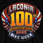 Hot Leathers ELM1054 Men’s Black 2023 Laconia Motorcycle Rally 100th Anniversary Logo Bike Week T-Shirt - Image 3
