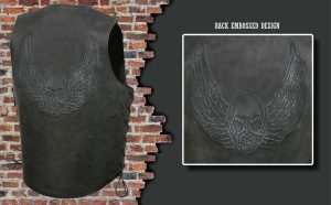 Event Leather’s ELM3905 Men’s ‘Mayhem’ 100% Genuine Motorcycle Leather Vest | Biker Vests with Embossed Skull & Wing - Image 2