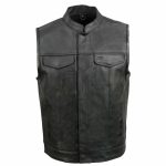 Event Leather ELM3910 Men’s Black Motorcycle Leather Riders Club Style Vest w/ Dual Closure - Image 12