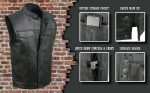 Event Leather ELM3910 Men’s Black Motorcycle Leather Riders Club Style Vest w/ Dual Closure - Image 2