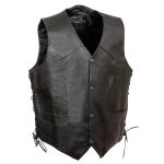 Event Leather ELM3915 Men’s Black Side Lace Motorcycle Leather Vest with Skull and Cross Bones Emboss - Image 3