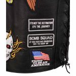Event Leather ELM3920 Men’s Black Leather Pre-Patched Bikers Vest w/ 6 Pockets – 23 Patches and Side Laces - Image 10