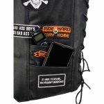 Event Leather ELM3920 Men’s Black Leather Pre-Patched Bikers Vest w/ 6 Pockets – 23 Patches and Side Laces - Image 12