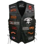 Event Leather ELM3920 Men’s Black Leather Pre-Patched Bikers Vest w/ 6 Pockets – 23 Patches and Side Laces - Image 8