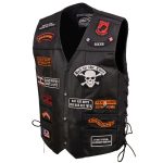 Event Leather ELM3920 Men’s Black Leather Pre-Patched Bikers Vest w/ 6 Pockets – 23 Patches and Side Laces - Image 15