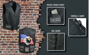 Event Leather ELM3925 Black Motorcycle Leather Vest for Men w/ Patches – Riding Club Adult Motorcycle Vests - Image 2