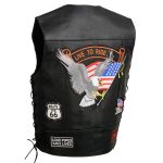 Event Leather ELM3930 Men’s Black Motorcycle Riders Leather Vest w/ 9 Patches and Adjustable Side Laces - Image 6