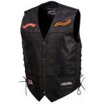 Event Leather ELM3930 Men’s Black Motorcycle Riders Leather Vest w/ 9 Patches and Adjustable Side Laces - Image 13
