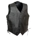Event Leather ELM3935 Men’s Motorcycle Riders Black Leather Vest with Embossed Native American Head - Image 2