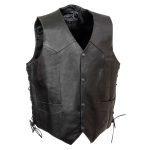 Event Leather ELM3940 Men’s Motorcycle Riders Black Leather Vest w/ Embossed American Bald Eagle Head and Stars - Image 3