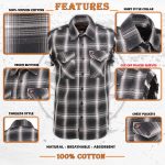 Milwaukee Leather MNG11694 Men’s Classic Black and White Button-Down Flannel Cut Off Frayed Sleeveless Casual Shirt - Image 2