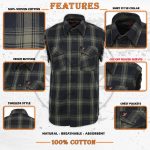 Milwaukee Leather MNG11695 Men’s Classic Black and Dark Grey Button-Down Flannel Cut Off Frayed Sleeveless Casual Shirt - Image 2