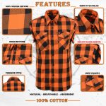Milwaukee Leather MNG11698 Men’s Classic Black and Orange Button-Down Flannel Cut Off Frayed Sleeveless Casual Shirt - Image 2