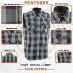 Milwaukee Leather MPM1648 Men’s Classic Black and Grey Button-Down Flannel Cut Off Sleeveless Casual Shirt - Image 2