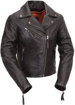 First Manufacturing FIL159NOCZ Women’s Black Scarlett Motorcycle Leather Jacket