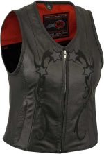 First Manufacturing FIL580CSL Women’s Black ‘Stardom’ Motorcycle Leather Vest