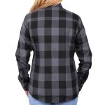 Hot Leathers FLL3001 Ladies Long Sleeve Cotton Black and Gray Flannel - Image 2