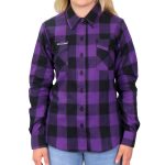 Hot Leathers FLL3003 Ladies Black and Purple Long Sleeve Flannel Shirt - Image 4