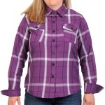 Hot Leathers FLL3010 Ladies Purple, White and Black Long Sleeve Flannel Shirt - Image 4
