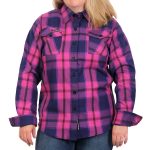Hot Leathers FLL3011 Ladies Pink, Navy and Brown Long Sleeve Ladies Flannel - Image 4