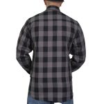 Hot Leathers FLM2001 Men’s Black and Gray Long Sleeve Flannel Shirt - Image 2