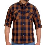 Hot Leathers FLM2016 Men’s Brown and Navy-Blue Long Sleeve Flannel Shirt - Image 4