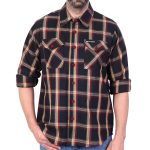 Hot Leathers FLM2038 Men’s Black Tan and Red Long Sleeve Flannel Shirt - Image 3