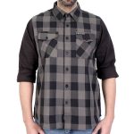 Hot Leathers FLM2042 Men’s Black And Gray 2 Toned Long Sleeve Flannel Shirt - Image 2
