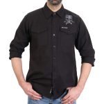 Hot Leathers FLM2113 Men’s Black Flag Skull Long Sleeve Flannel Shirt - Image 2