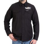 Hot Leathers FLM2115 Men’s Black Race Wolf Long Sleeve Flannel Shirt - Image 2
