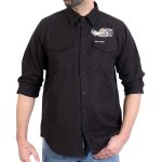 Hot Leathers FLM2115 Men’s Black Race Wolf Long Sleeve Flannel Shirt - Image 6