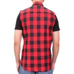 Hot Leathers FLM5001 Men’s Black and Red Sleeveless Cotton Flannel Shirt - Image 4