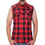 Hot Leathers FLM5001 Men’s Black and Red Sleeveless Cotton Flannel Shirt - Image 6